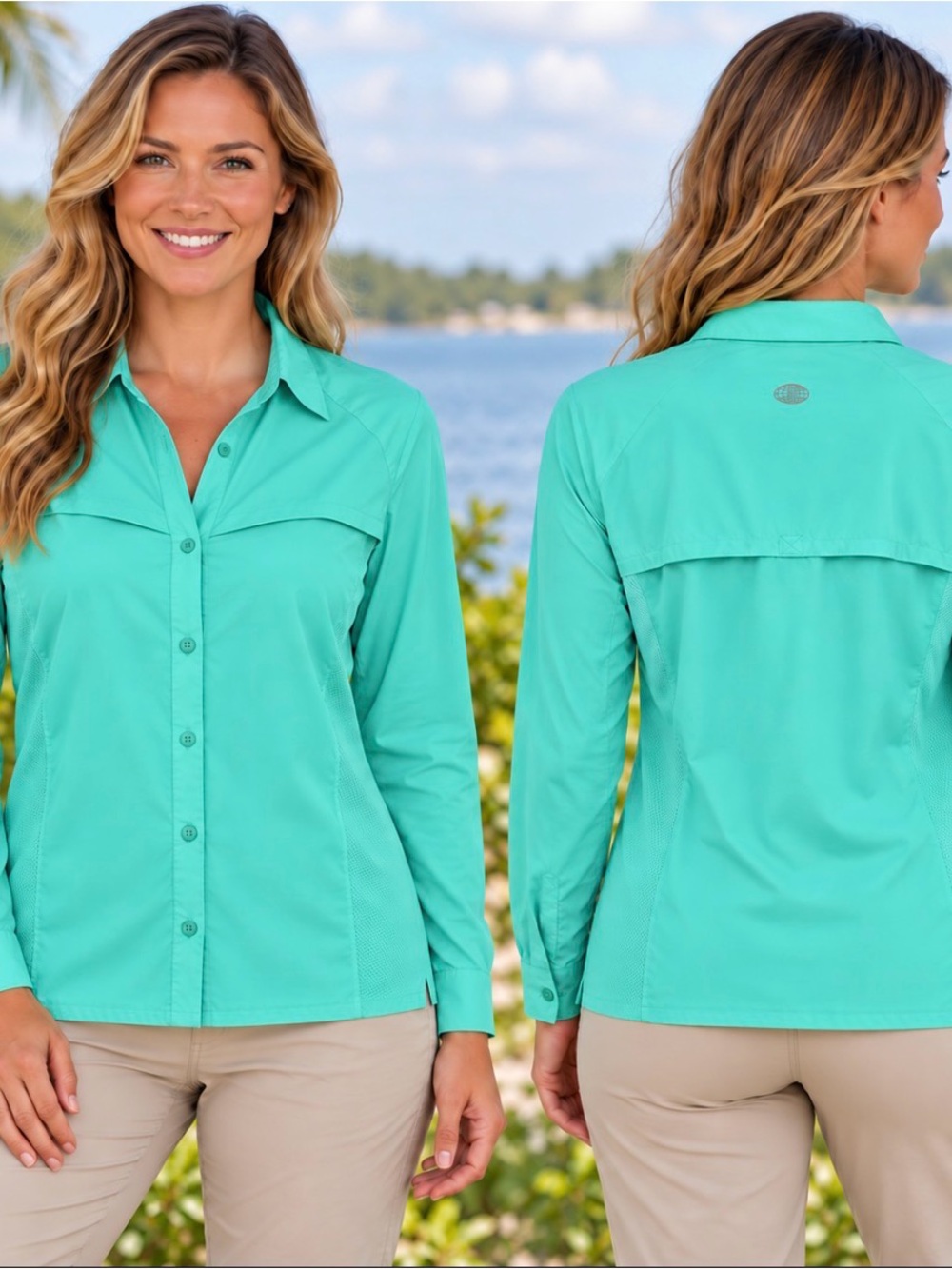 NWT Reel Legends Florida Keys Fishing Shirt Women’s Small Aqua
